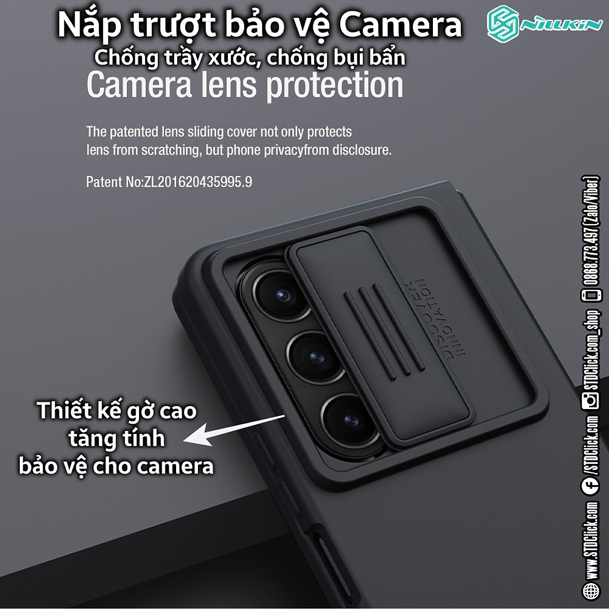 Ốp lưng chống sốc silicon cho Samsung Galaxy Z Fold 5 bảo vệ Camera hiệu Nillkin Camshield Silky Silicon Case - hàng nhập khẩu
