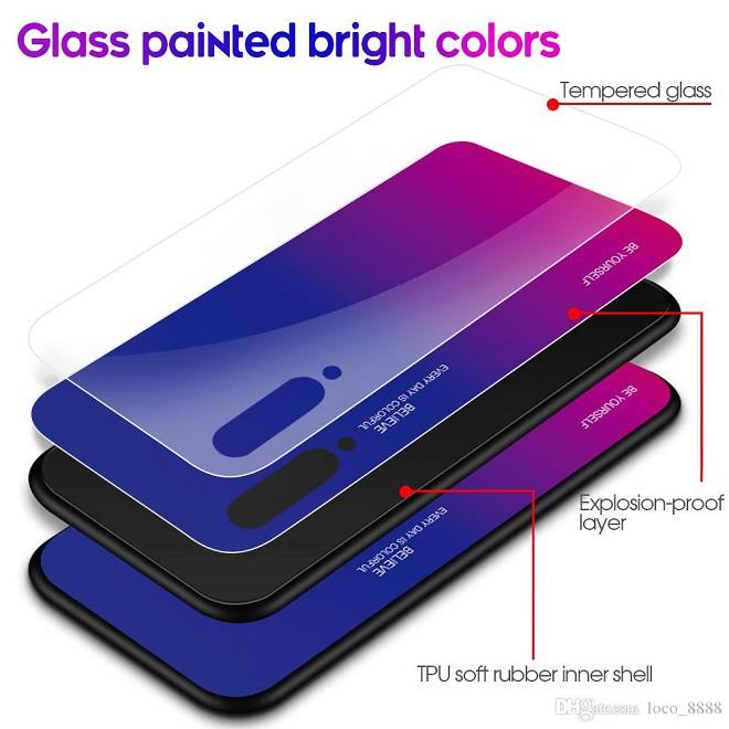 Ốp lưng kính màu Gradient viền dẻo cho Xiaomi Mi 9 SE