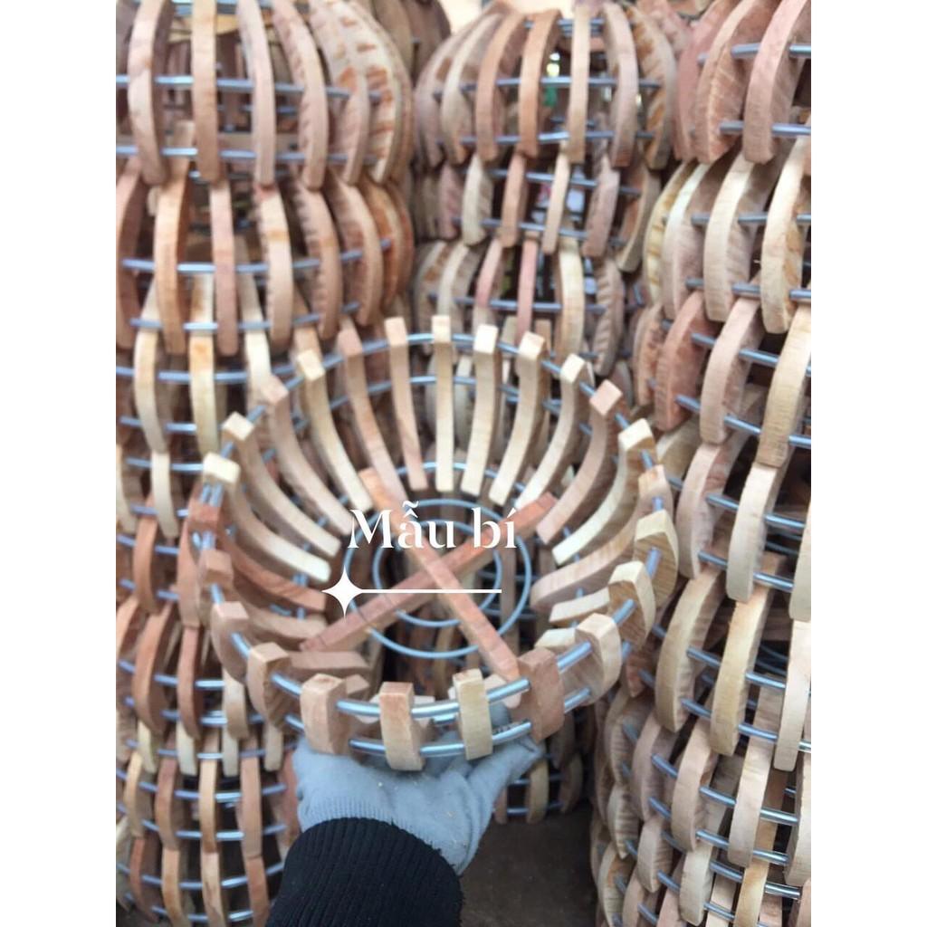 Chậu gỗ trồng lan kiểu Bí Size 20 - tặng lưới lót chậu, móc treo