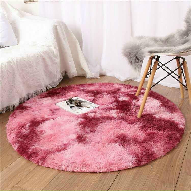 Thảm lông tròn trải sàn, thảm Lông Loang Tròn Trang Trí 60cm đạo cụ chụp ảnh trẻ em, gia đình, sản phẩm