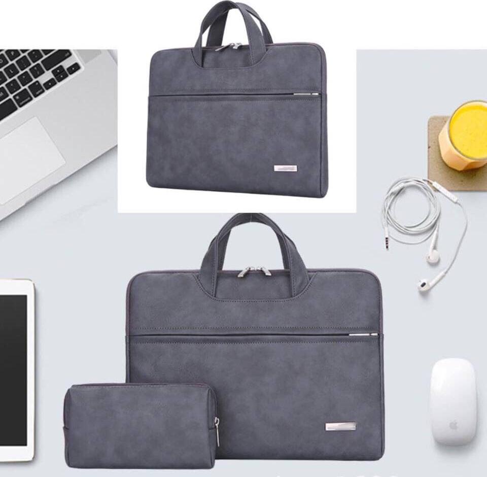 Cặp xách da chống sốc, chống nước dành cho macbook, laptop, surface - Tặng kèm ví đựng sạc, chuột