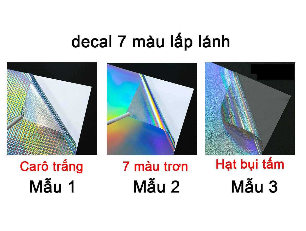 Decal kim tuyến bạc 7 màu nhiều kiểu (khổ 60cm x 1m)