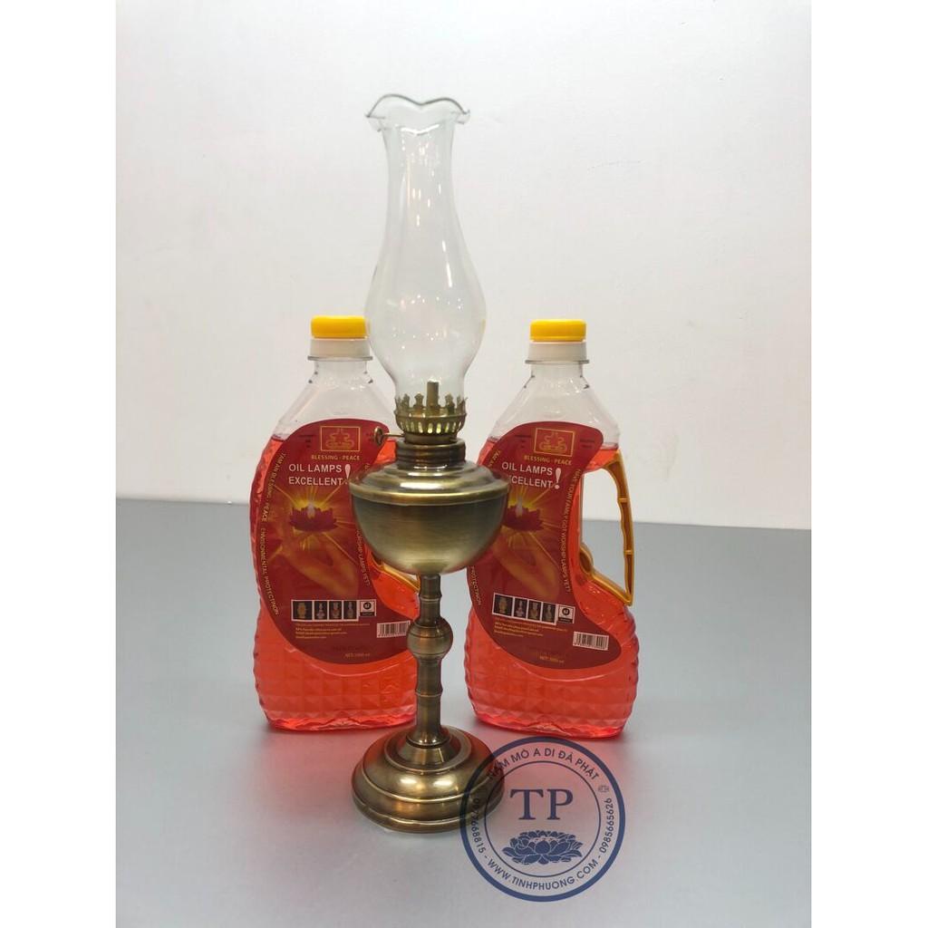 ĐÈN THỜ ĐỐT DẦU BẰNG ĐỒNG HUN GIÃ CỔ TẶNG KÈM 2 CHAI DẦU 500ML) KH77800