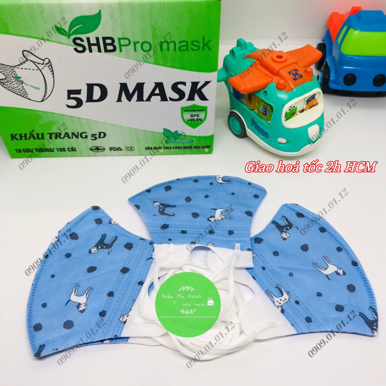 (Thùng 100 cái) Khẩu trang 5D trẻ em SHB Promask chính hãng, 5d cho bé từ 3 - 7 tuổi