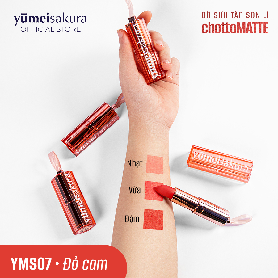Son Thỏi Lì Mịn Chotto Matte Yumeisakura Đỏ Cam Candy Apple Lipstick YMS07 3.5g