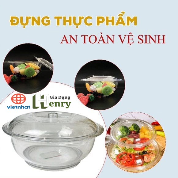 Âu thố trong Nhựa cao cấp giả thủy tinh trong suốt đựng cơm canh có nắp đậy size trung (21*12*10cm) - HÀNG VIỆT NAM