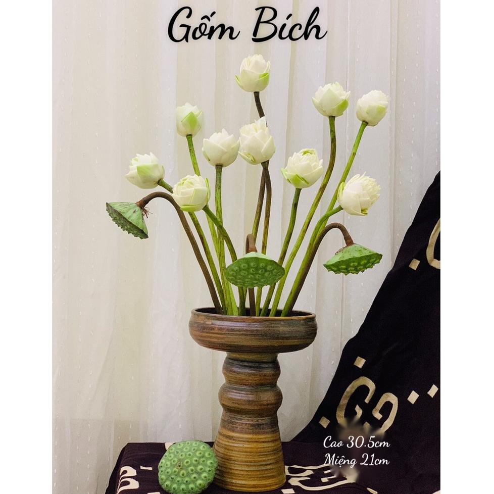 Bình Hoa Lọ Hoa Dáng Mặt Hồ Men Mộc Mẫu Mới Men Mới Gốm Sứ Bát Tràng - Gốm Bích