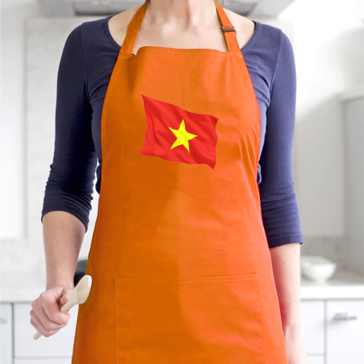 Tạp Dề Làm Bếp In Hình Lá Cờ Tổ Quốc Việt Nam - Mẫu007