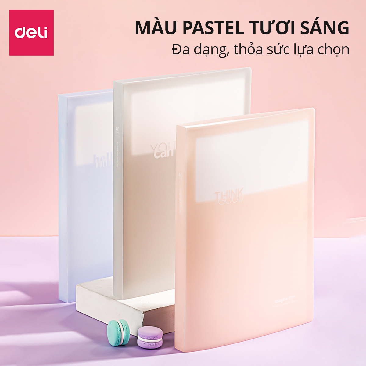 File Tài Liệu File Lá Học Sinh Deli A4 Kẹp Lá Tệp Đựng Tài Liệu File Siêu Âm 40/60 Màu Pastel