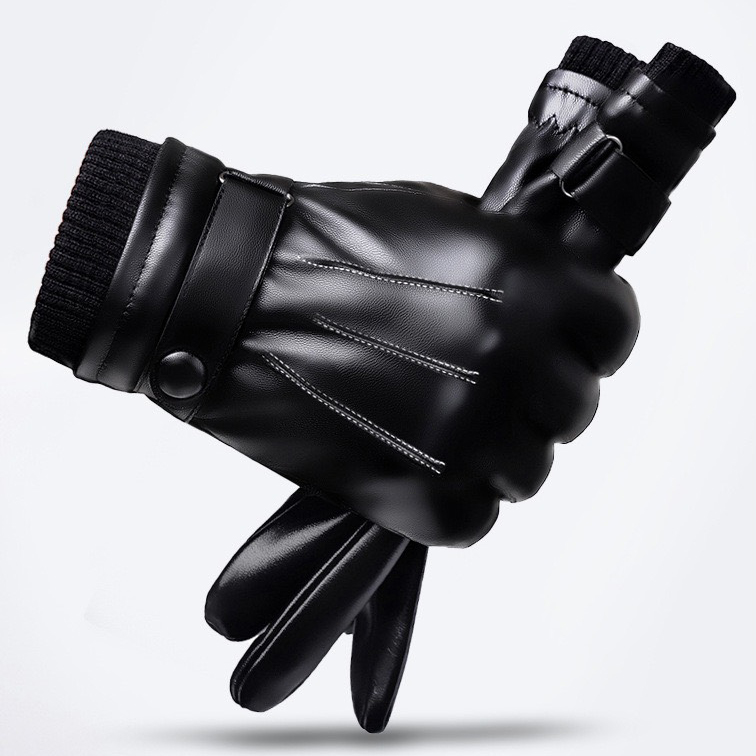 Găng tay da nam giữ ấm mùa đông cảm ứng điện thoại cực nhạy, lót nỉ lông mềm mại, phong cách nam tính GTM69