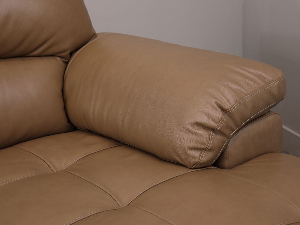 Sofa giường góc chữ L phải MORETTO khung gỗ, đệm bọc da thật cao cấp màu nâu | Index Living Mall -  Phân phối độc quyền tại Việt Nam