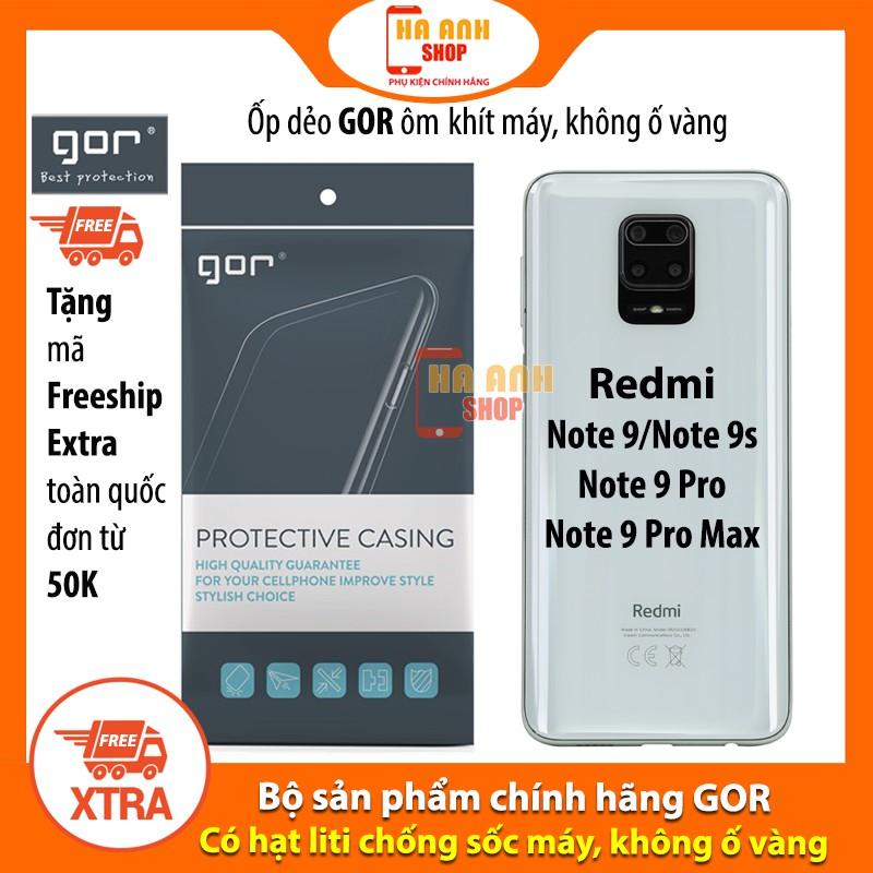 Ốp Redmi Note 9/Note 9s/Note 9 Pro/Note 9 Pro Max hãng Gor cao cấp trong suốt như pha lê, ôm khít máy, không ố vàng