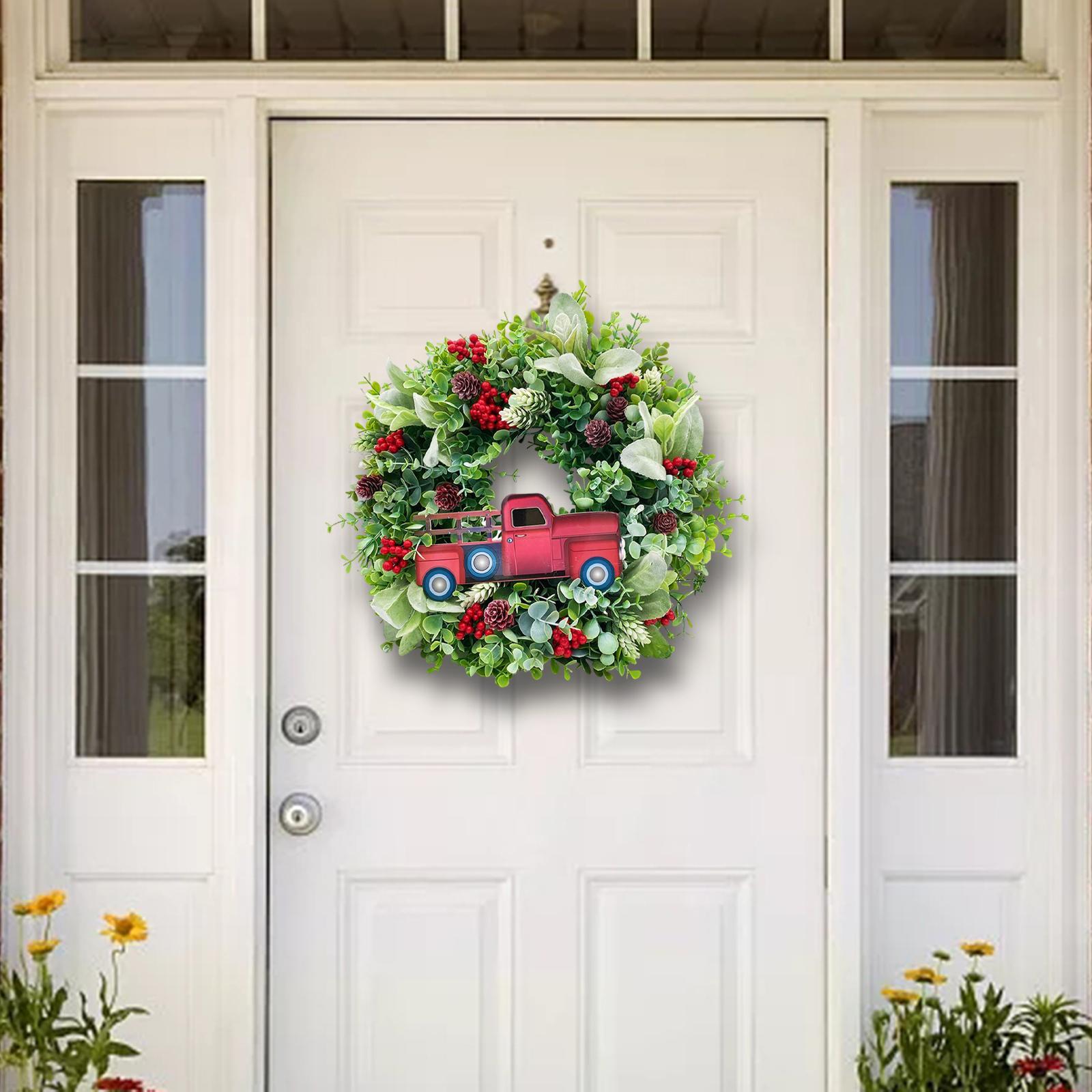 Christmas Flower Wreath Artificial Wreath Wall Hanging Greenery Wreaths for Xmas