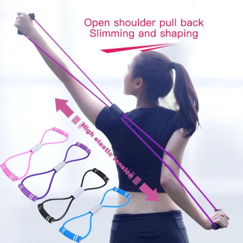 Các dải kháng yoga 8 từ mở rộng ngực dây đàn hồi thể hình dây thừng tập thể dục thể dục cao su dây thun thiết bị tập thể dục crossfit Color: 03