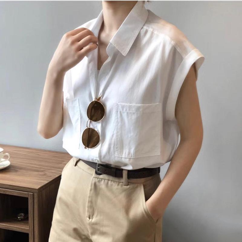 Áo Sơ Mi Nữ Tay Ngắn Form Rộng Dáng Dài Hai Túi Cổ Bẻ Thời Trang JayS TOP NU 075 - Nâu