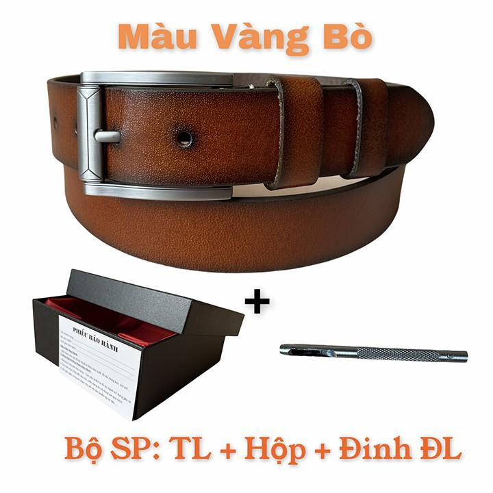 Thắt Lưng Nam Da Bò Nguyên Tắm Mặt Khoá Chống Gỉ KTM09 BH Một Năm