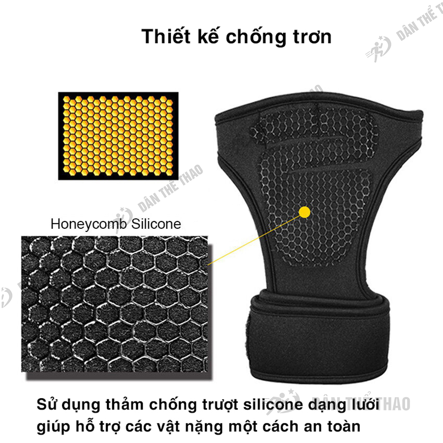 Găng tay tập gym hở ngón kết hợp cuốn bảo vệ cổ tay - Bao tay gym tập tạ, tập xà đơn chất liệu silicon cao cấp