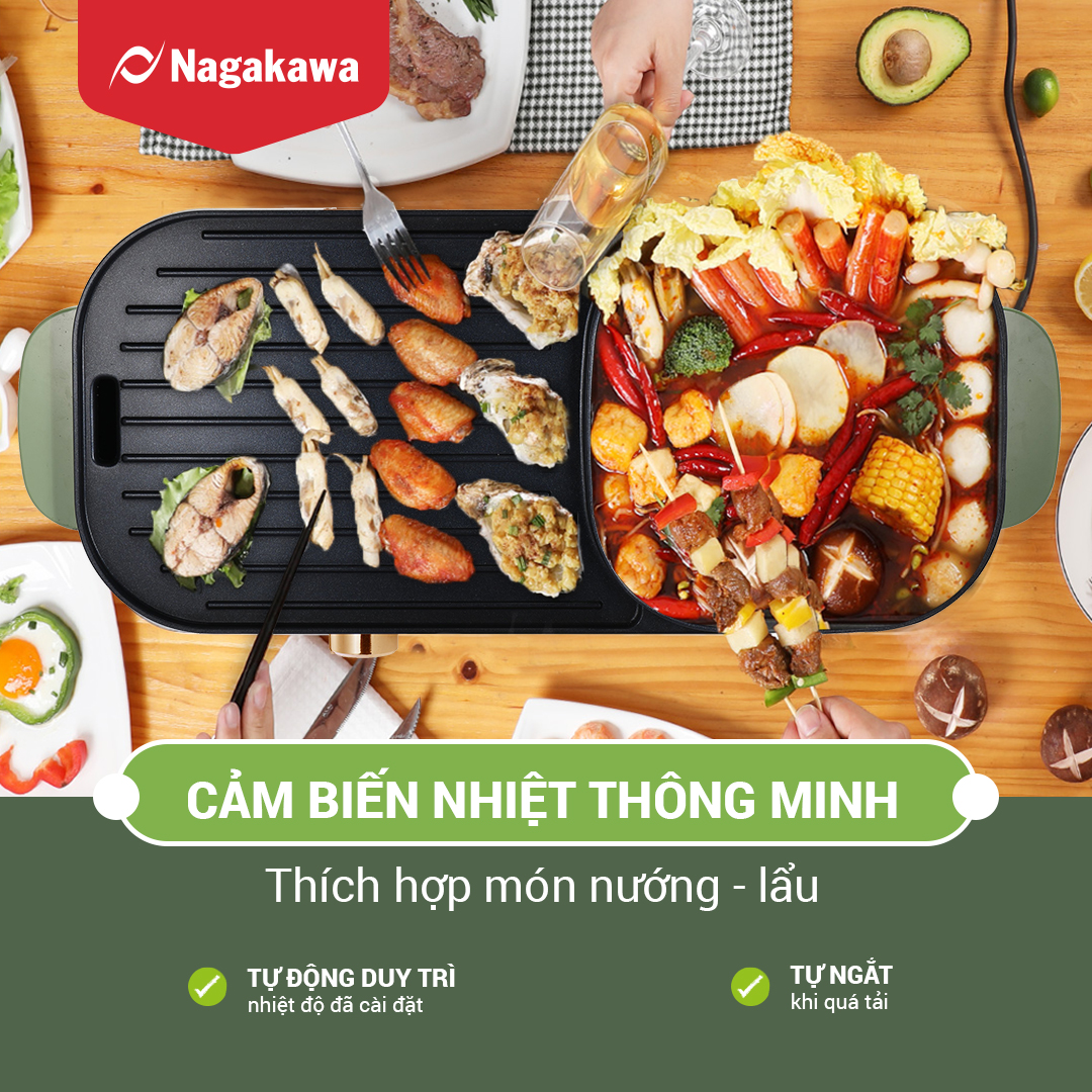 Bếp lẩu nướng điện đa năng Nagakawa NAG3104 - Hàng chính hãng