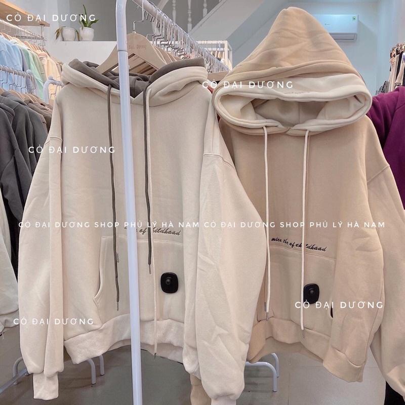 Áo nỉ hoodie chữ bụng 2 mũ
