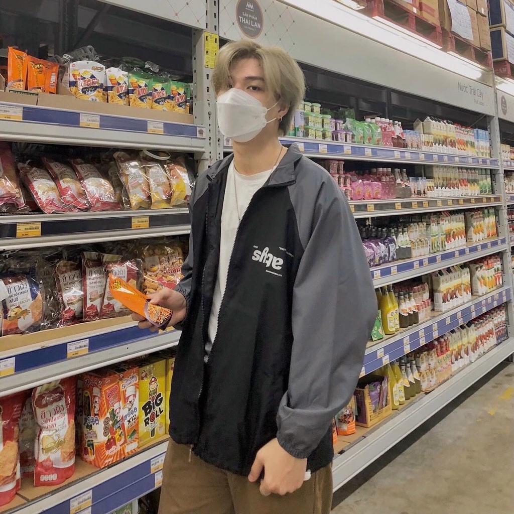 Áo khoác dù Jacket ATYS màu đen phối xám form rộng unisex nam nữ
