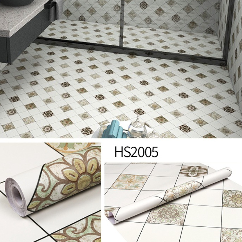 CUỘN 3 mét decal giấy dán nền dán sàn nhà Ô GẠCH HS2005 KHỔ 60CM KEO SẴN