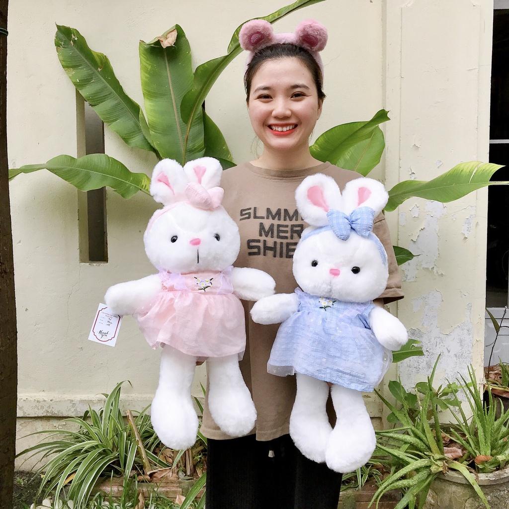 Gấu bông Thỏ nơ váy caro cao cấp cho bé gái - 55cm