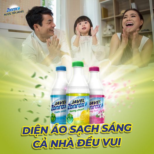 Combo 3 chai Nước tẩy trắng Zonrox Javel 1 lít