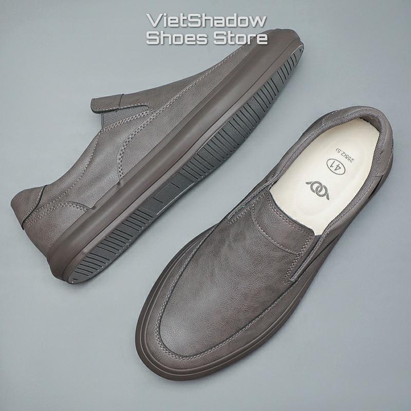 Slip on, giày lười nam thương hiệu BAODA - Chất liệu da PU, đế cao su 3 màu trắng, đen, ghi - Mã SP 22441