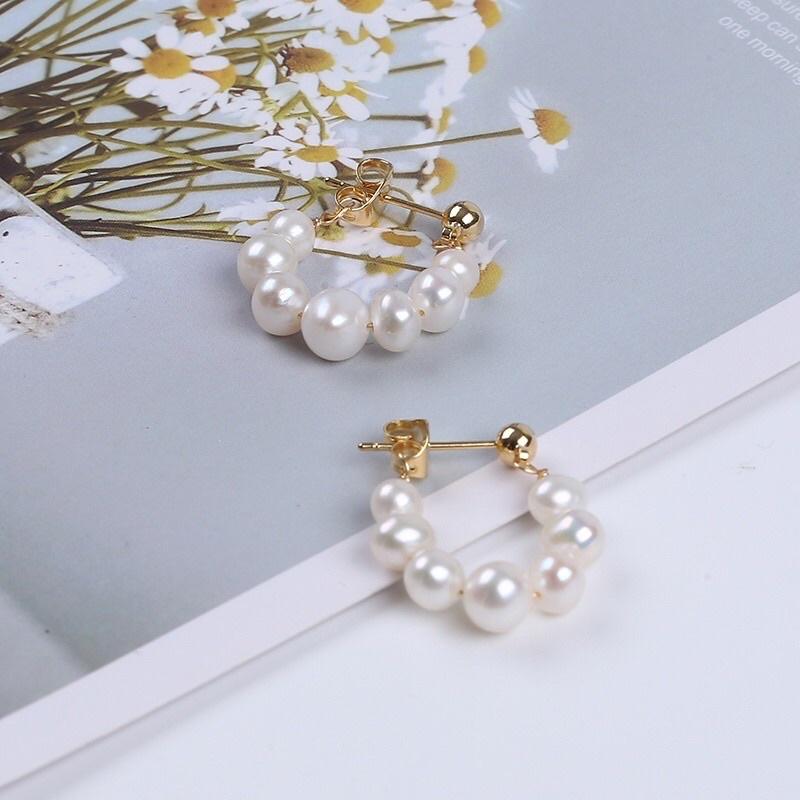 Bông Tai Titan Mạ Vàng Đính Hạt Size 3ly, Bông Tai Ngọc Trai Nước Ngọt Tự Nhiên Dễ Thương - Ngọc Trai Trường Thịnh