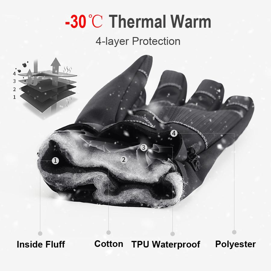 NEWBOLER Găng Tay Xe Đạp Mùa Đông Full Ngón Tay Chống Nước Trượt Tuyết Thể Thao Ngoài Trời Găng Tay Xe Đạp Cho Xe Đạp Xe Tay Ga Xe Máy Người Phụ Nữ