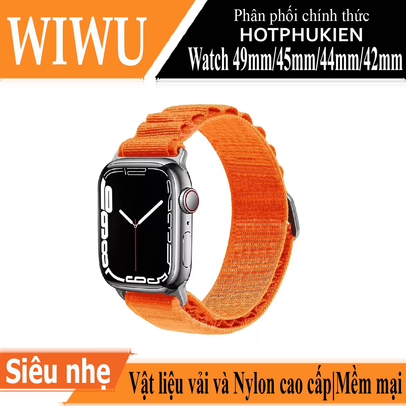 Dây đeo thay thế dành cho Apple Watch Ultra Series 8 49mm  45mm  44mm  42mm chất liệu vải kết hợp với nylon hiệu WIWU Watchband Pro thiết kế tinh tế, lịch lãm sang trọng, chất liệu cao cấp – hàng nhập khẩu – Cam