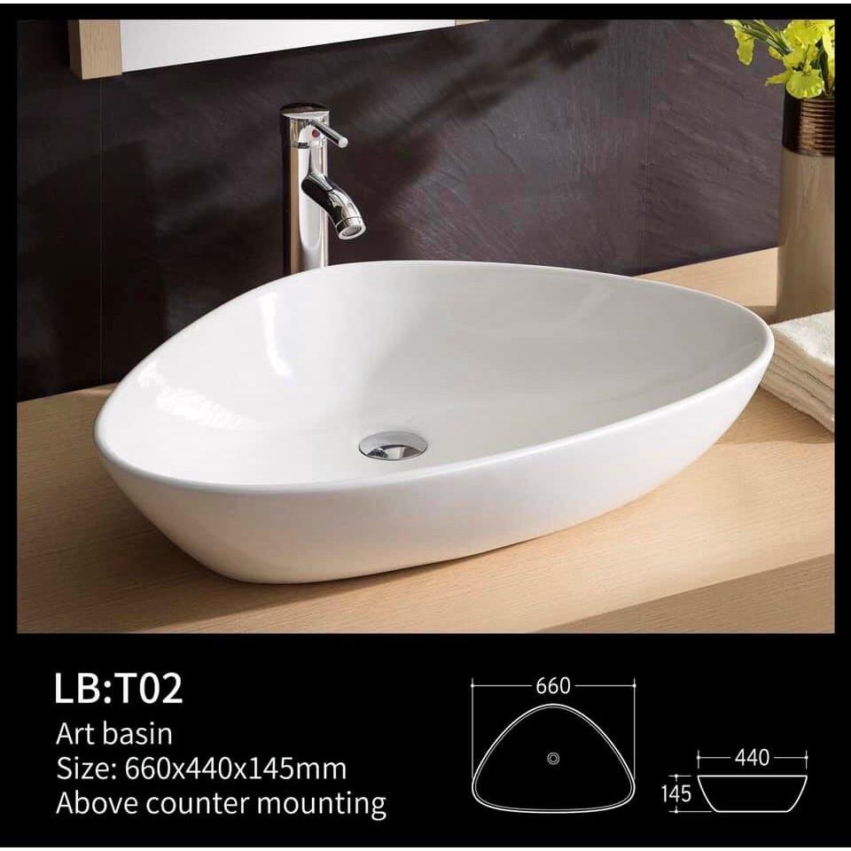 Lavabo - chậu rửa mặt đặt bàn màu trắng hình tam giác