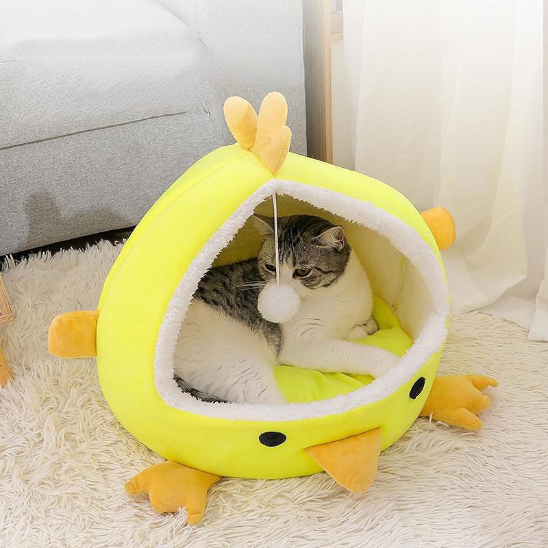 Nhà Nệm Cho Chó Mèo Hình Con Gà Con Đáng Yêu, Ổ Đệm Cho Thú Cưng Bằng Vải Bông Cao Cấp - Yonapetshop