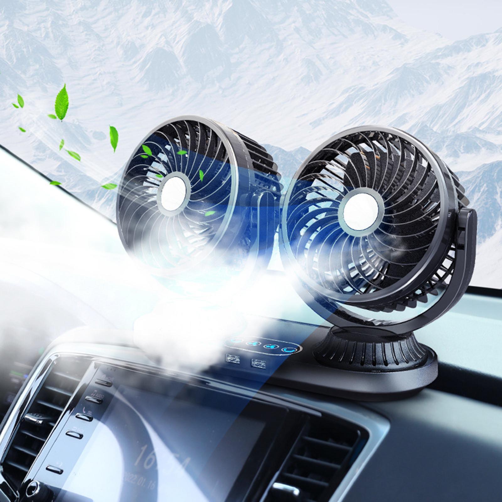 Dual Heads Car Fan 12V 24V Universal 360 Degree Rotating Air Circulation Fan