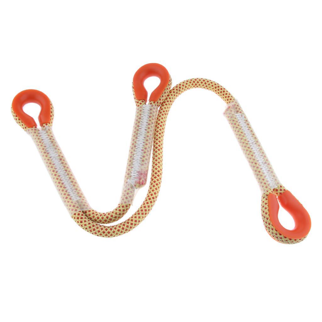 Rock Climbing Safety Pre-sewn Eye-Eye Prusik Loop Y Lanyard + Carabiner