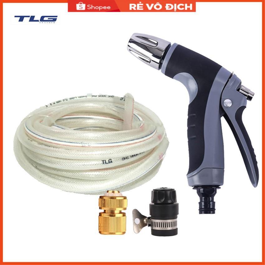 Bộ dây và vòi xịt tăng áp rửa xe tưới cây 20M (cút đồng nối nhựa đen) 206817