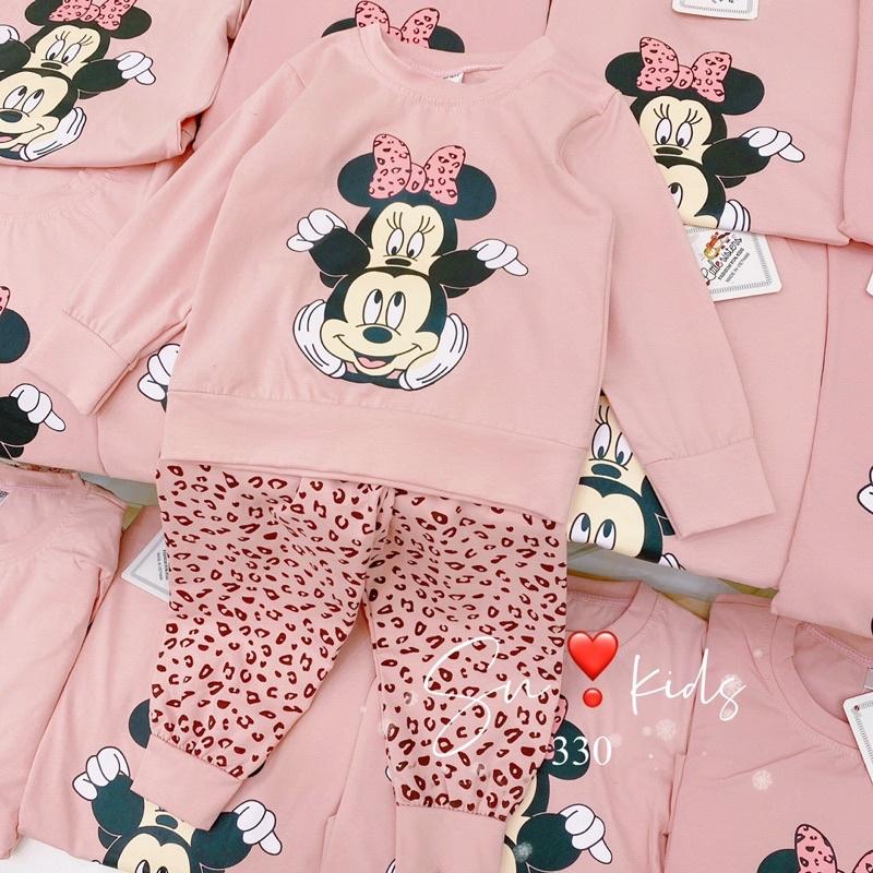 Bộ cotton hoạ tiết Mickey cực xinh cho bé gái 8-18kg