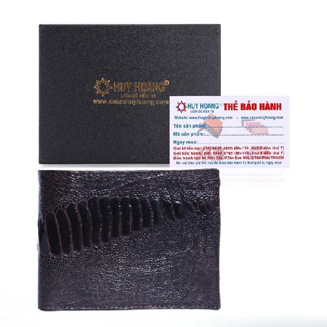 HP2451-52-53-54 - Ví nam Huy Hoàng da đà điểu da chân 2 mặt da màu đen, nâu đất, nâu đỏ, vàng bò
