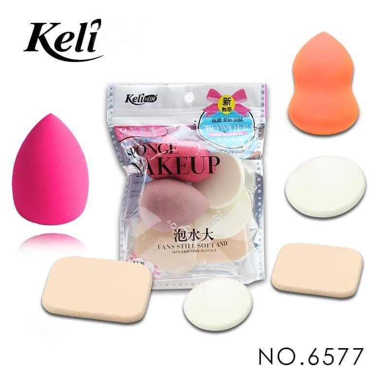 Set 6 bông mút trang điểm siêu cute đẹp mịn đàn hồi cực tốt, miếng mút trang điểm, tán kem, tán phấn