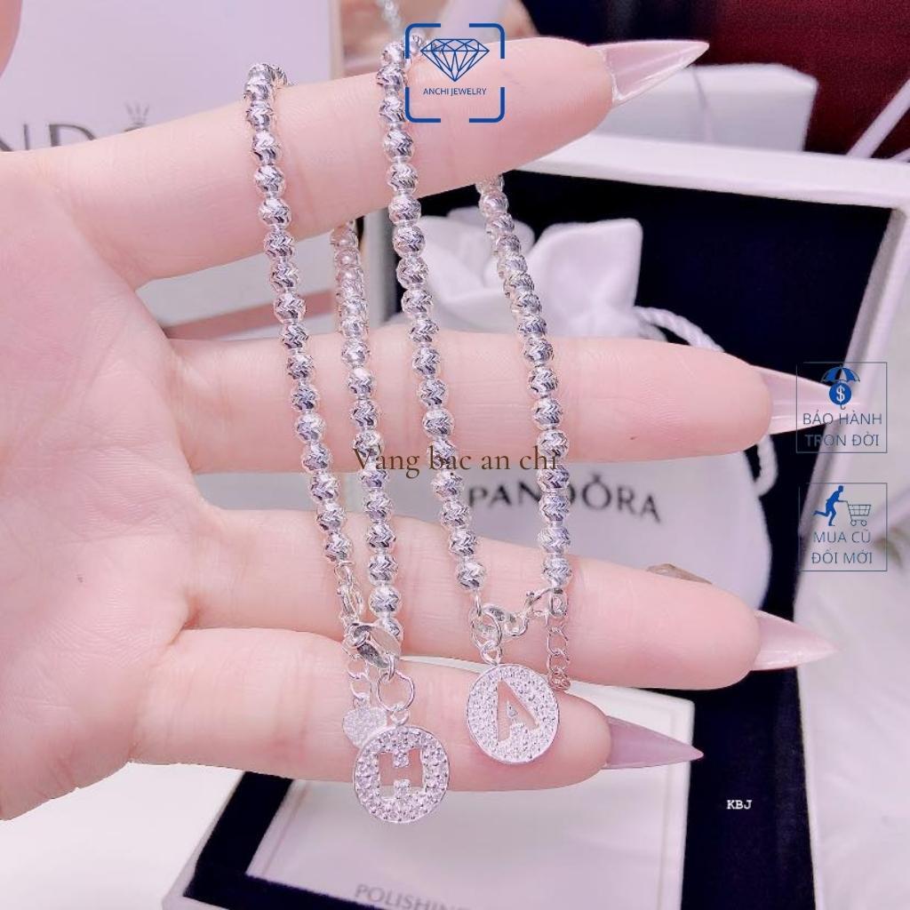 Vòng tay bi bạc 6mm phay sáng lấp lánh cực cute, trang sức bạc Anchi jewelry