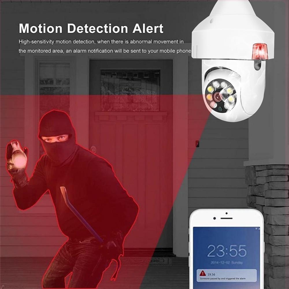 Camera Không Dây Báo Khói Báo Cháy Đàm Thoại 2 Chiều Hình Bóng Đèn,1080P, Phát Hiện Báo Động Chuyển Động, Xoay 360 Độ.