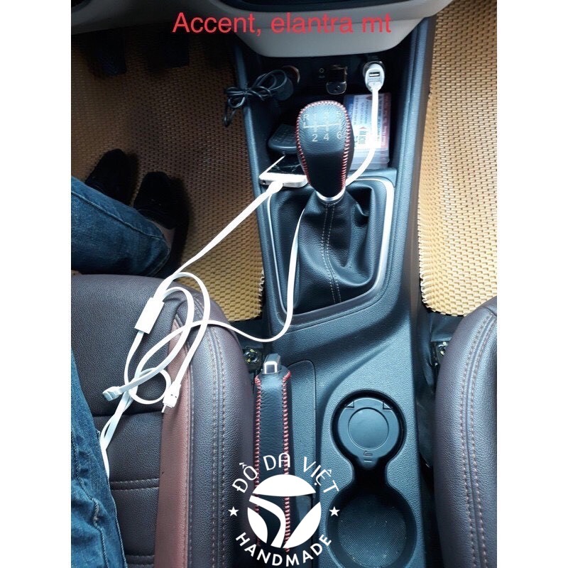 Bọc cần số, phanh tay Huyndai ACCENT, ELANTRA SỐ SÀN da bò thật,