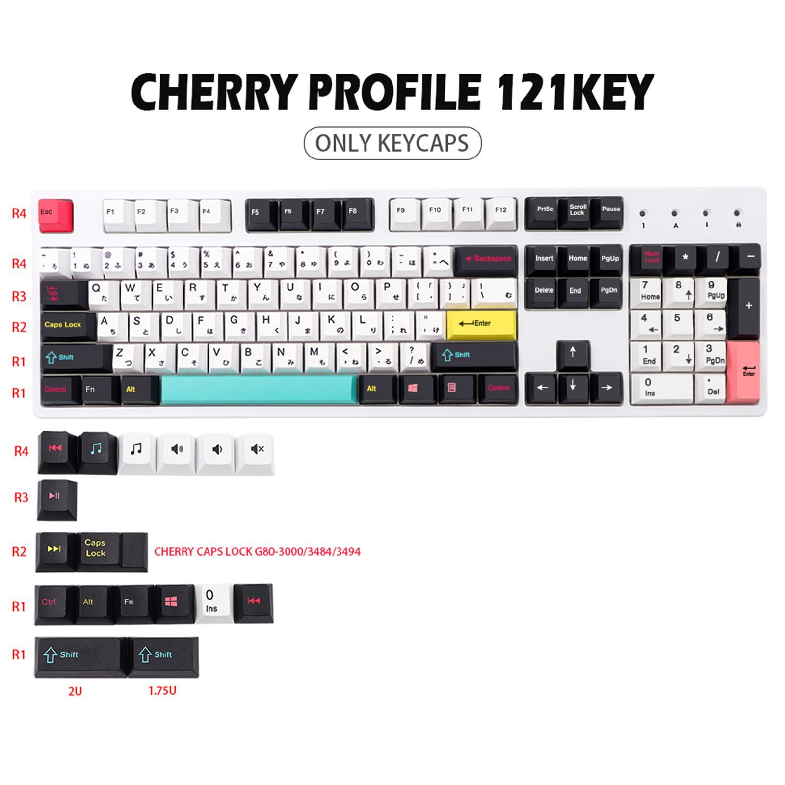 121 Keys Set PBT Key Caps Keycaps for Cherry Mechanical Keyboard Japanese