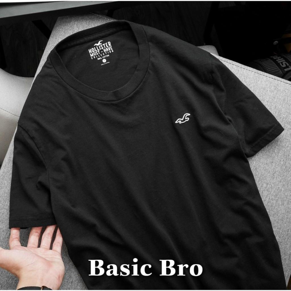 Áo thun nam Áo phông Hollister ngắn tay cổ tròn 100% cotton xuất xịn - BASIC BRO
