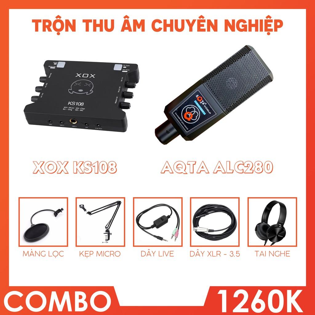 Trọn bộ thu âm chuyên nghiệp soundcard XOX KS108 với micro thu âm AQTA ALC280 chuyên livestream, thu âm