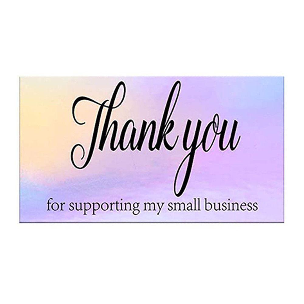 ☆YOLA☆ 50 Pcs Greeting Postcard Thank You Card Customer Shopping Gift Gratitude Card Supporting Business Online Retail Package Laser Postcards for Employees Holographic Reflective