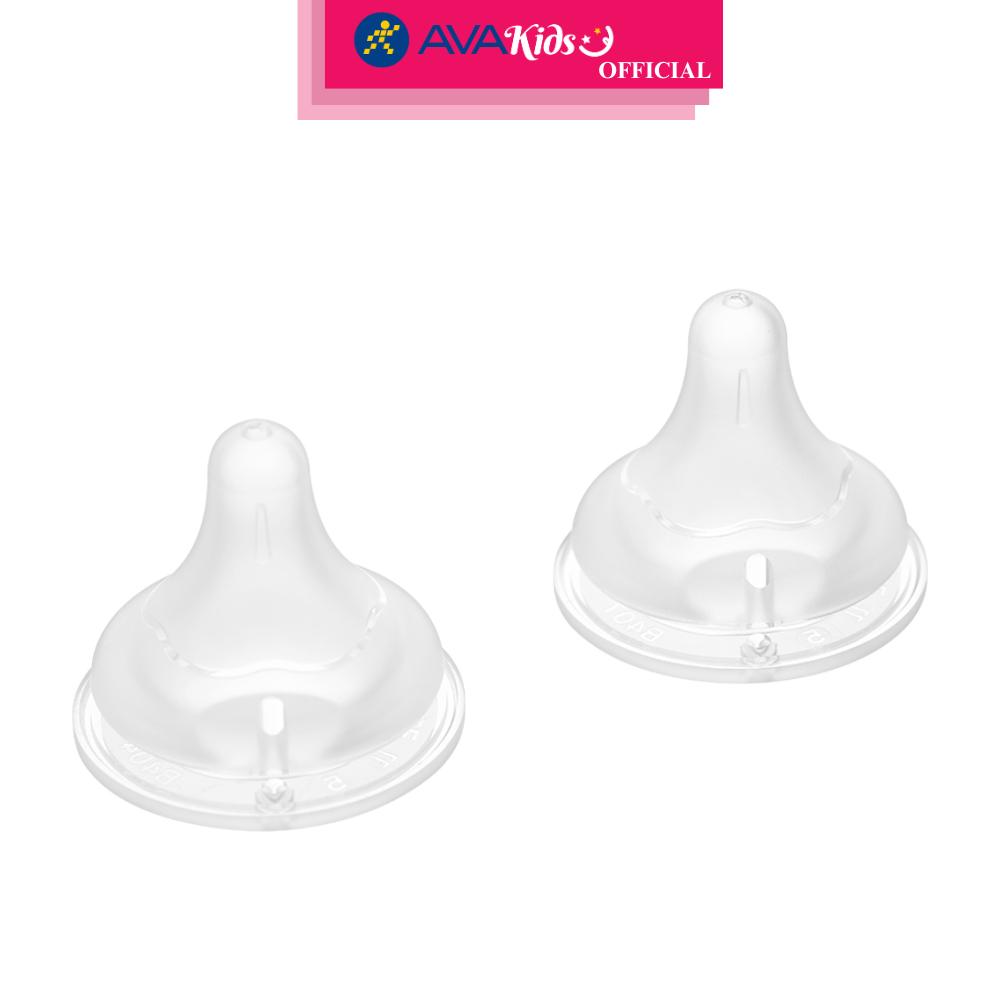 Bộ 2 núm ti Pigeon siêu mềm Plus WN3 cổ rộng size LL (9 - 15 tháng) - Hàng Chính Hãng