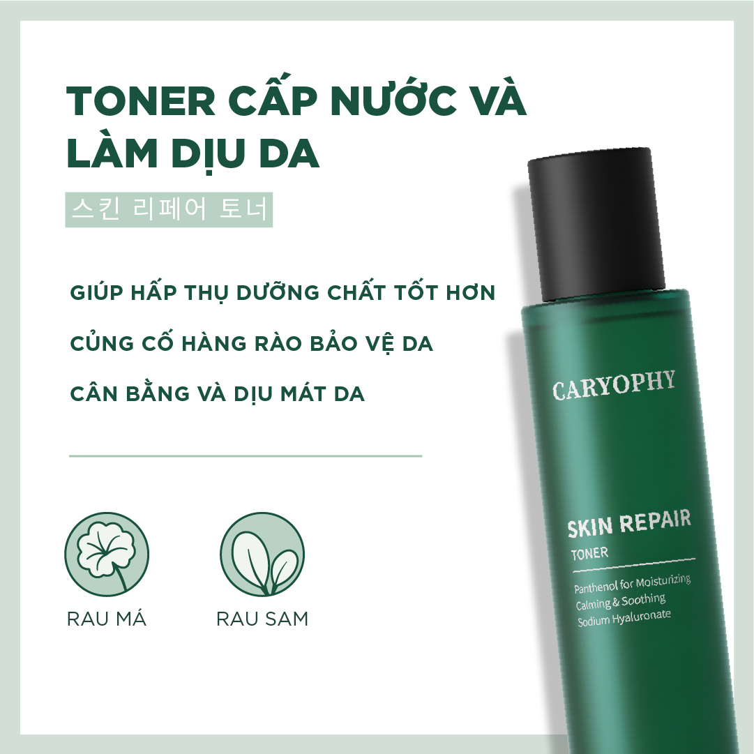 Combo Toner và serum dưỡng ẩm phục hồi Caryophy Skin Repair
