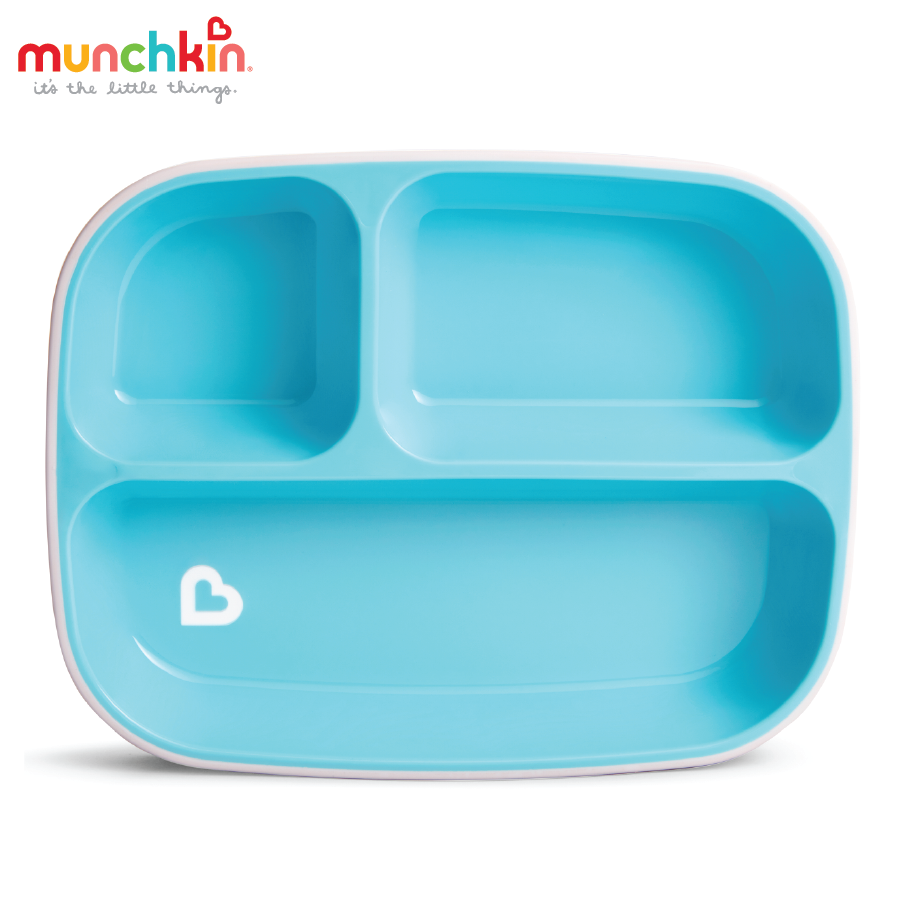 Bộ 2 Đĩa Chia Ngăn Chống Trượt Munchkin (Xanh Lá - Xanh Lơ)