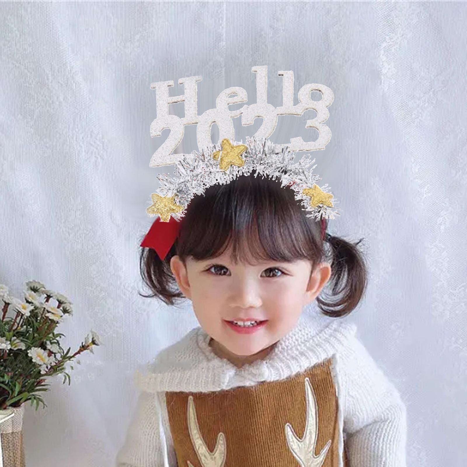 2Pcs Funny Happy New Year Headband Hair Hoop for Party Favor Kids